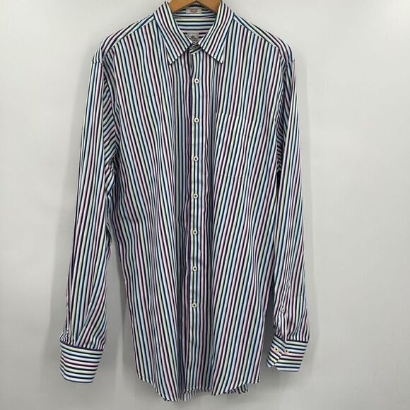 Peter Millar Men's Multi-Color Striped Long-Sleeve Button-Down Shirt Size L/Tall - Picture 1 of 7